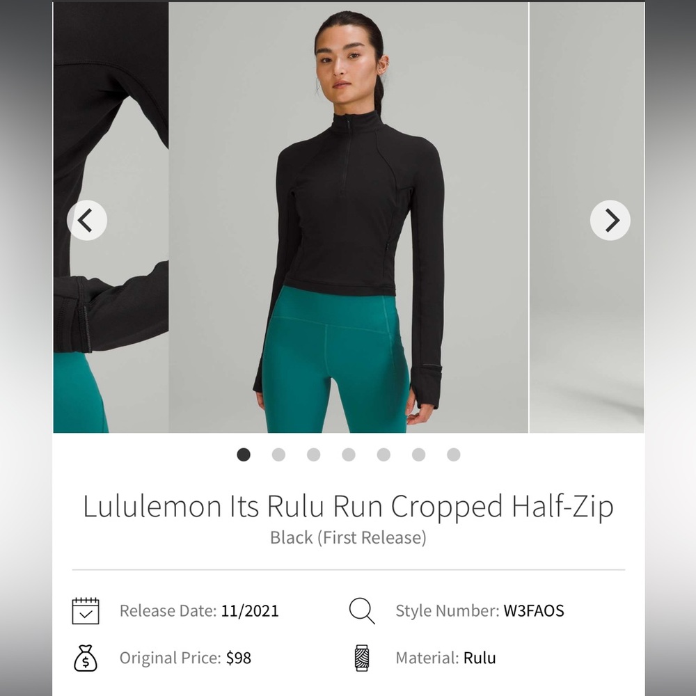 Lululemon It’s Rulu Cropped Running Half Zip